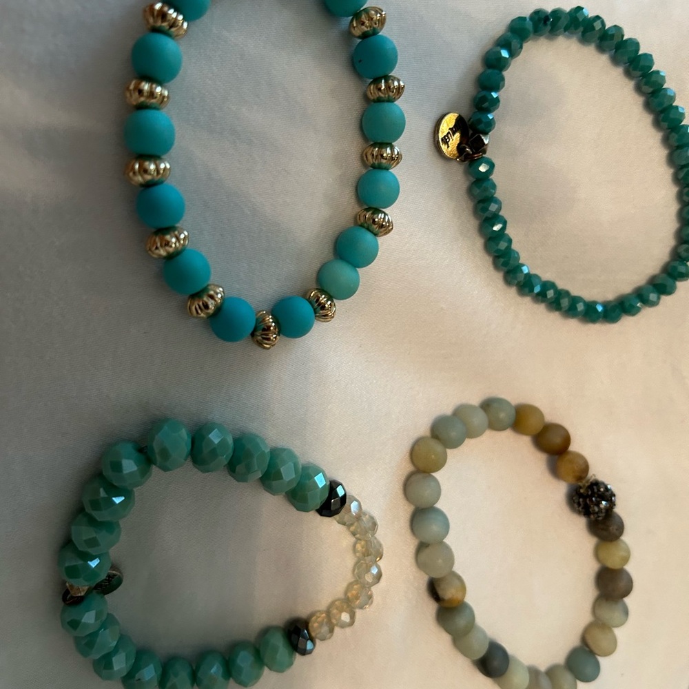 Turquoise Stackable Beaded Bracelets (Four) - image 4